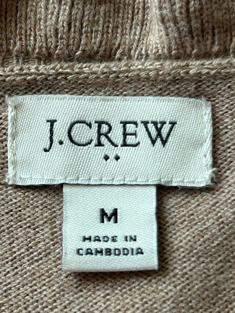 J. Crew Beige Ruffle Neck Sweater Lightweight Knit Pullover Casual Chic Size M